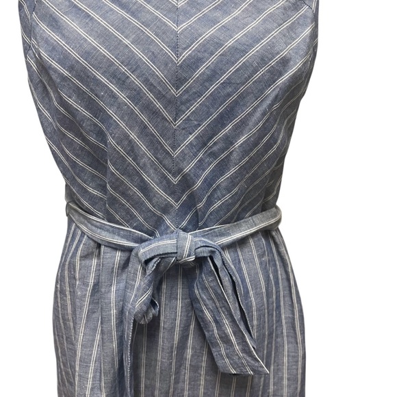 Banana Republic Striped Linen Blend Shift Dress Blue White Tie Waist Size 8 NWT - Picture 12 of 13